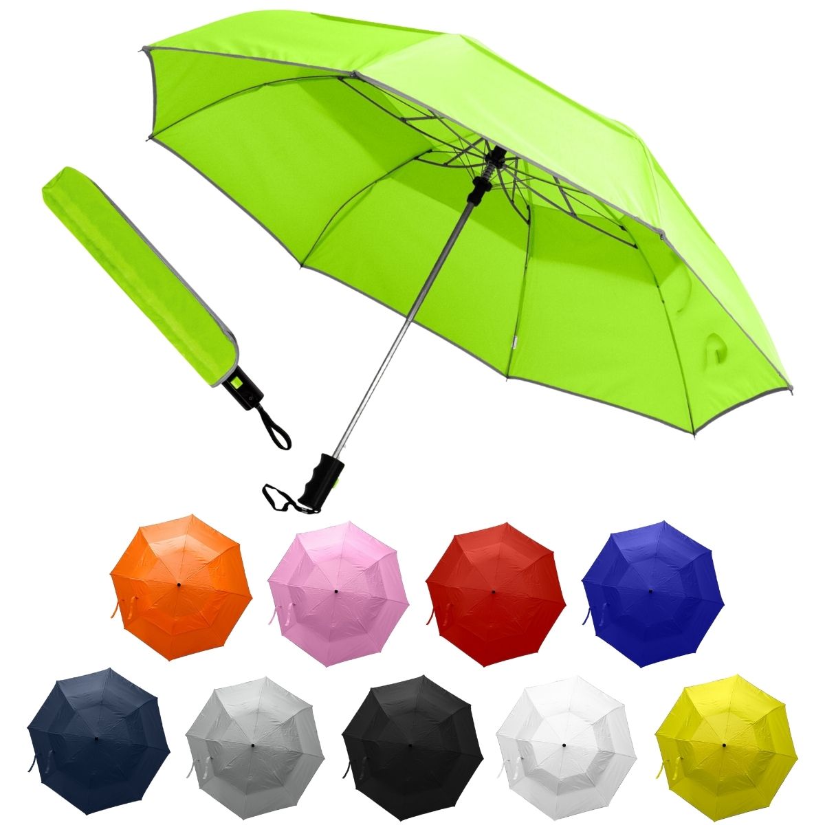 Reflective Piping Windproof Umbrella - 4