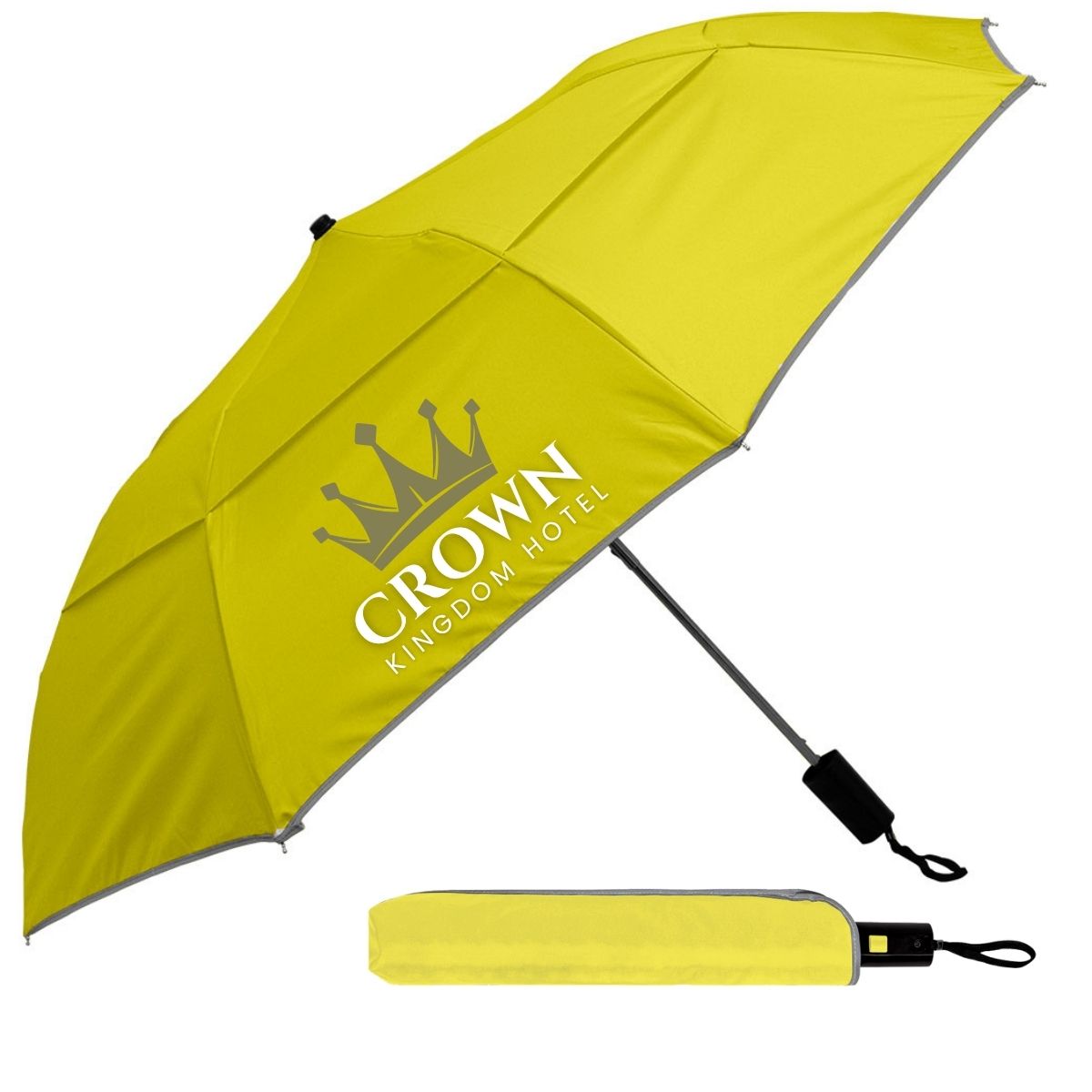 Reflective Piping Windproof Umbrella - 32