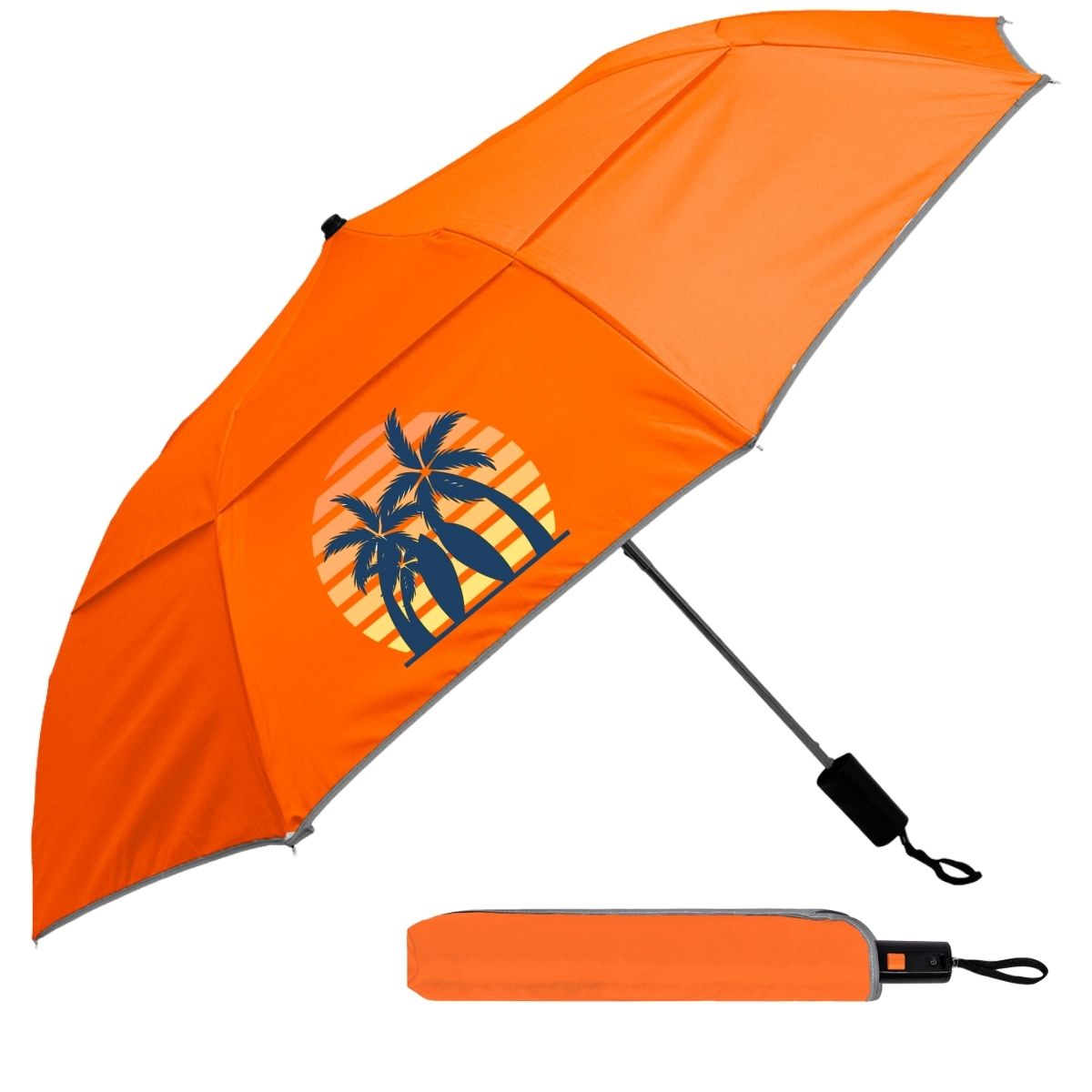 Reflective Piping Windproof Umbrella - 20